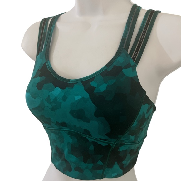 lululemon athletica Teal Camouflage Multi‑Strap Sports Bra Sz/4 - Picture 4 of 9